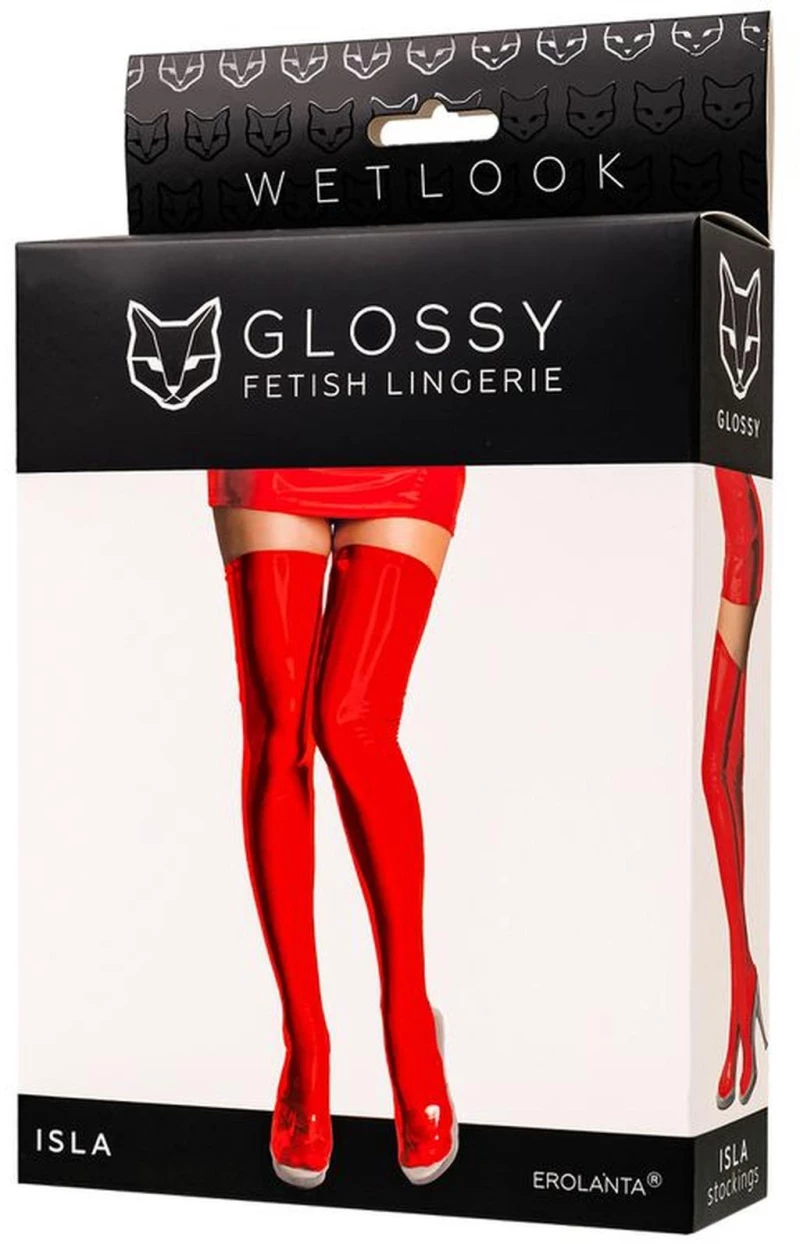 Wetlook Glossy Isla stockings - red