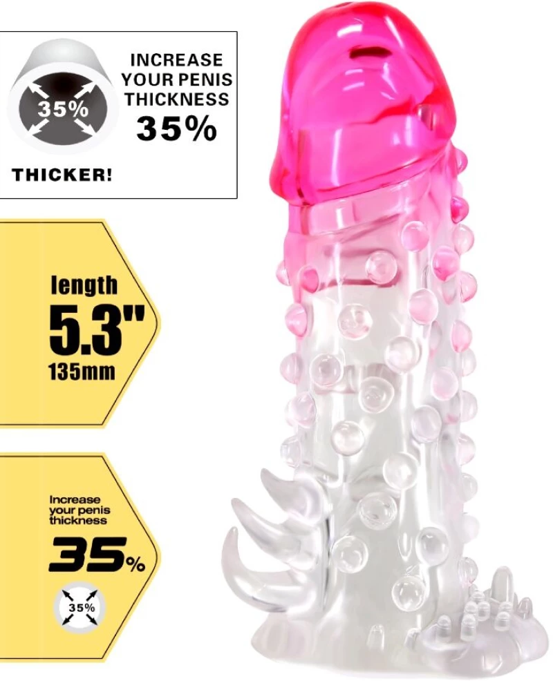 PRETTY LOVE - WILFORD REALISTIC ENLARGEMENT SHEATH WITH EMBOSSED PENIS PINK