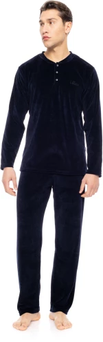 Ανδρική πυτζάμα ULISSE  - Yacht Blue Μπλούζα - Βελούδο - Regular Fit - Cotton
