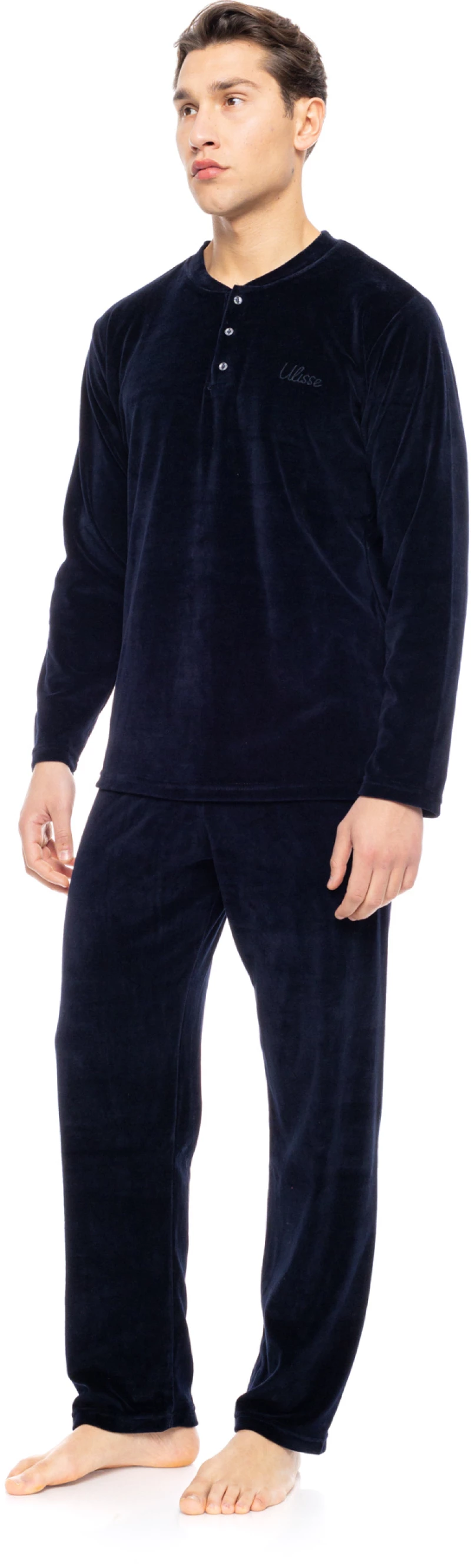 Ανδρική πυτζάμα ULISSE  - Yacht Blue Μπλούζα - Βελούδο - Regular Fit - Cotton
