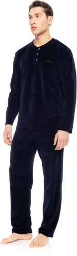 Ανδρική πυτζάμα ULISSE  - Yacht Blue Μπλούζα - Βελούδο - Regular Fit - Cotton