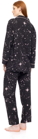 Γυναικεία Πυτζάμα Pink Label - Σεμιζιέ - Μαύρο - NIGHT SKY print - Regular Fit - Viscose