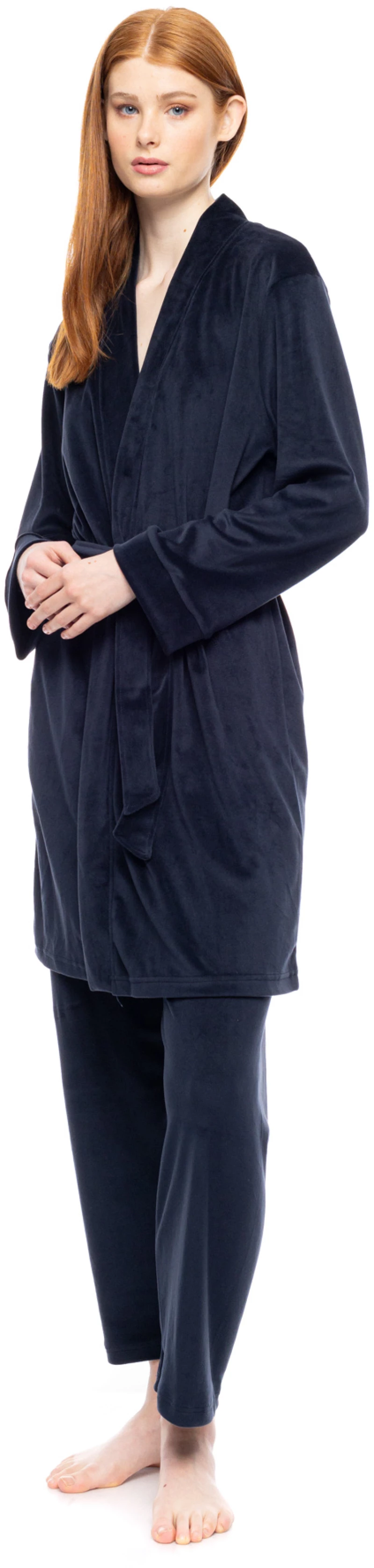 Γυναικεία Ρόμπα Pink Label - Soft Velvet - Κοντή - Yacht Blue - Polyester - Regular Fit