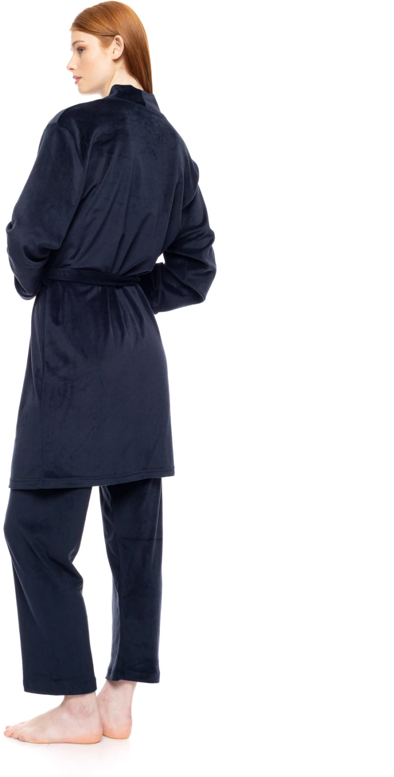 Γυναικεία Ρόμπα Pink Label - Soft Velvet - Κοντή - Yacht Blue - Polyester - Regular Fit