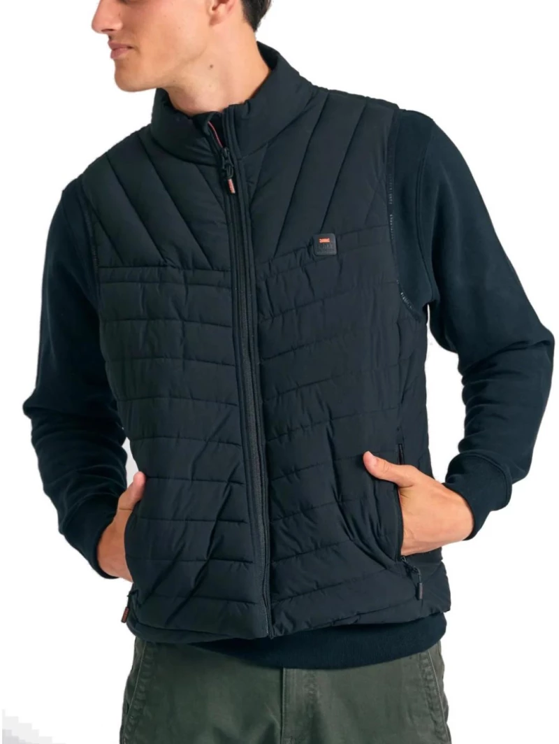 FUNKY BUDDHA Ανδρικό μαύρο καπιτονέ μπουφάν FBM012-001-01 BLACK