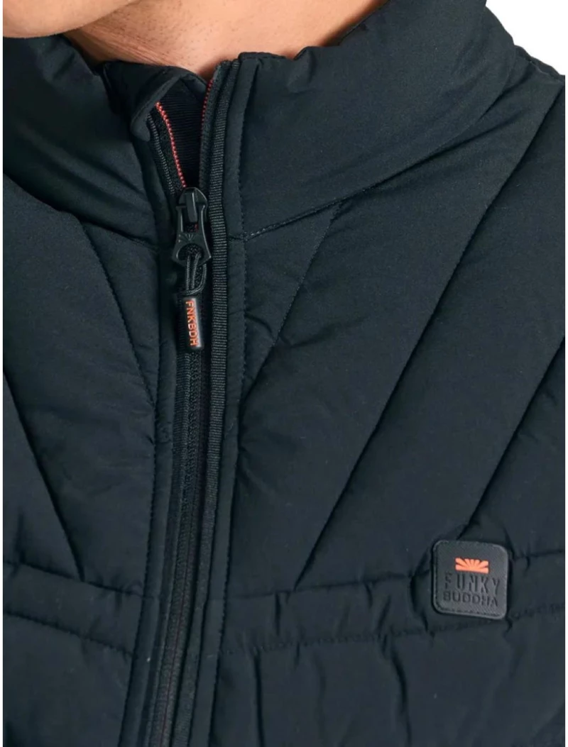 FUNKY BUDDHA Ανδρικό μαύρο καπιτονέ μπουφάν FBM012-001-01 BLACK