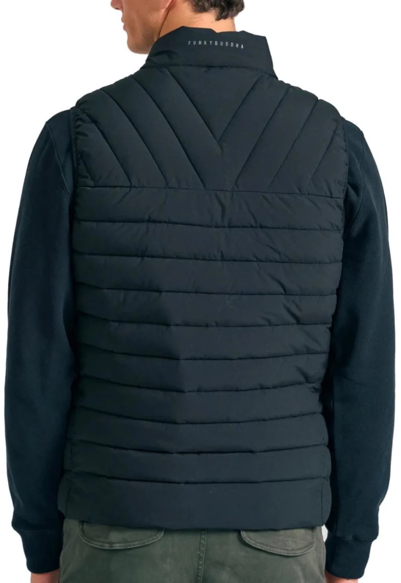 FUNKY BUDDHA Ανδρικό μαύρο καπιτονέ μπουφάν FBM012-001-01 BLACK