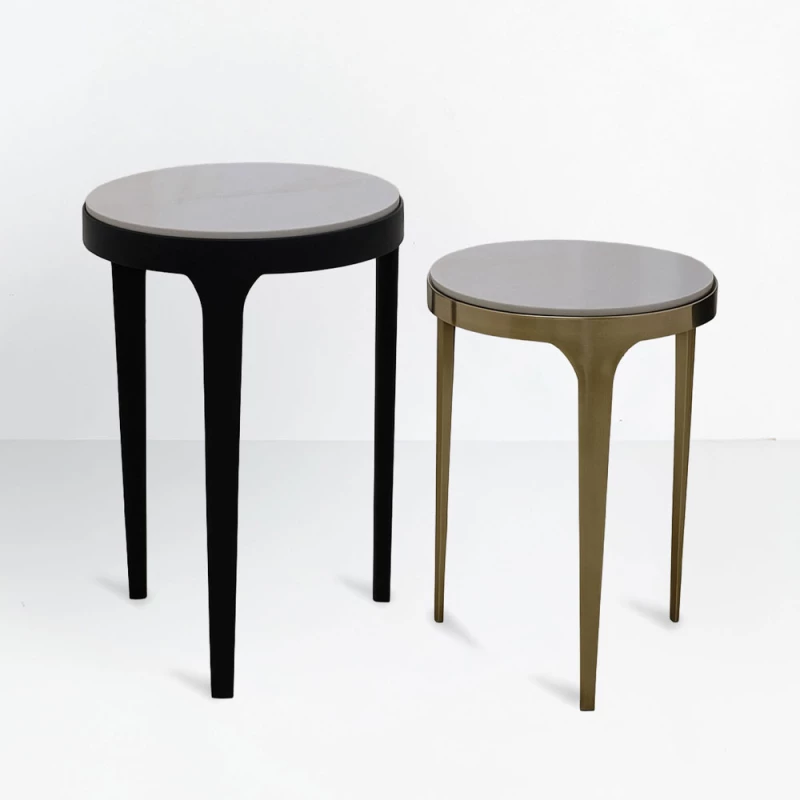 LIBERTA STICKS SIDE TABLE SET 2ΤΕΜ ΛΕΥΚΟ ΜΑΥΡΟ ΧΡΥΣΟ 37x37x54.5cm
