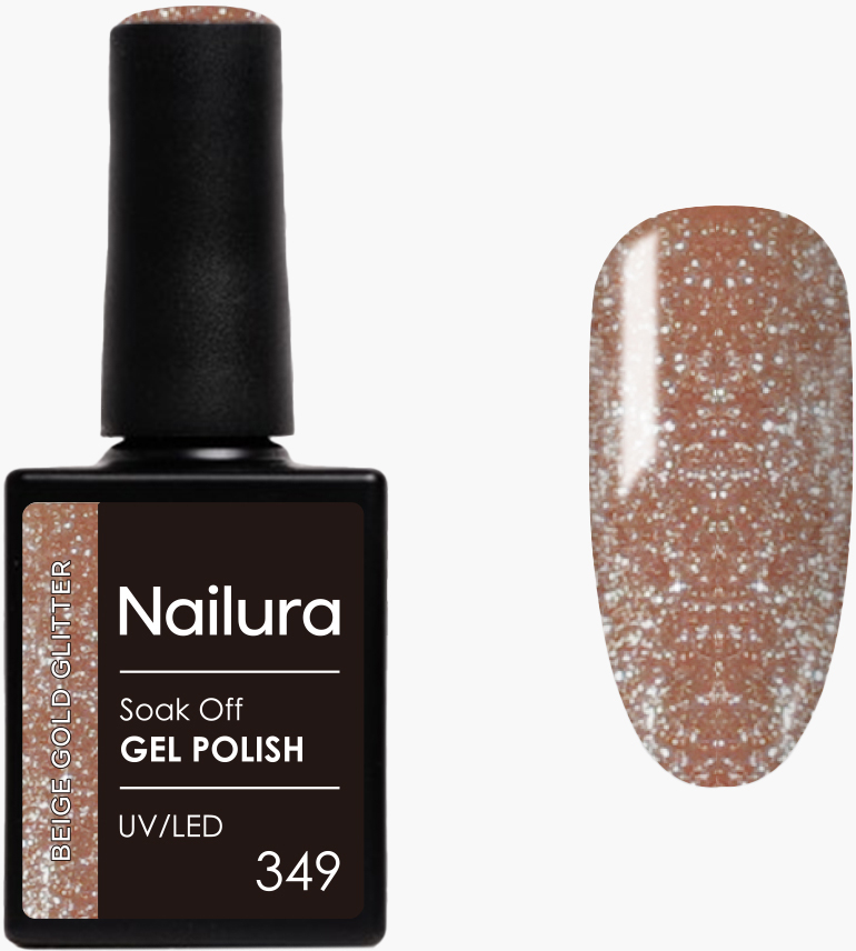 Nailura - Gel Polish 349 - Beige Gold Glitter - 10 ml / Beauty