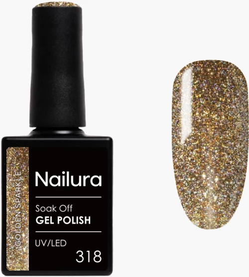 Nailura - Gel Polish 318 - Golden Sparkle - 10 ml / Beauty