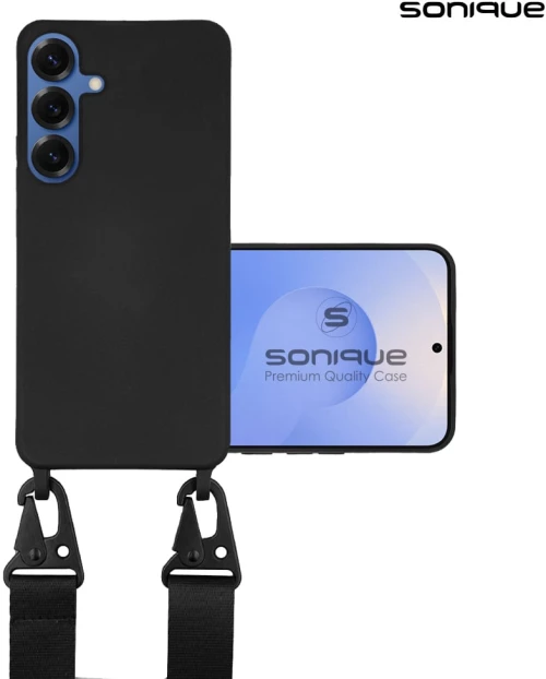 Θήκη Σιλικόνης με Strap CarryHang Sonique Samsung Galaxy S25 Plus Μαύρο