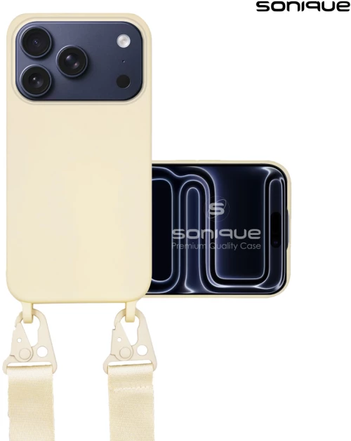 Θήκη Σιλικόνης με Strap CarryHang Sonique Apple iPhone 17 Pro Μπεζ