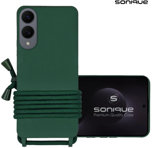 Θήκη Σιλικόνης με Κορδόνι CarryHang Sonique Samsung Galaxy S25 Edge Πράσινο Σκούρο