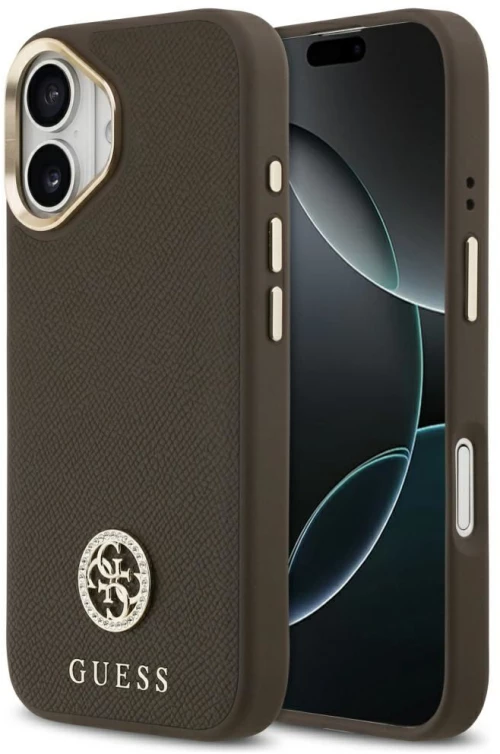 Guess Case For Iphone 17 Compatible With Magsafe Guhmp17Spgcrmdew (Pu W/ Grained Strass Logo) Brown