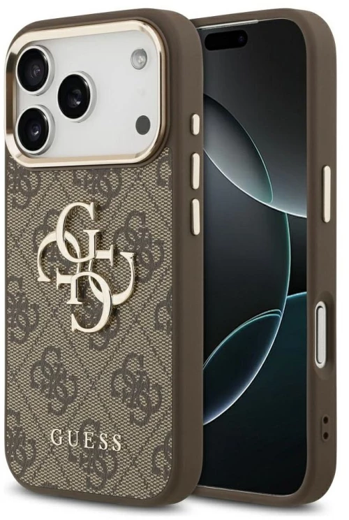 Guess Case For Iphone 17 Pro Guhcp17L4Gmgcbr (Pu W/ Big 4G Classic Logo) Gold Brown