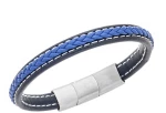 Βραχιόλι Senza Men`s Steel Black  και  Blue Leather Strap SSD4258-1SBL