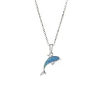 Κολιέ SENZA Rhodium Plated Ασήμι 925 Δελφίνι με Όπαλ SSR4391SR