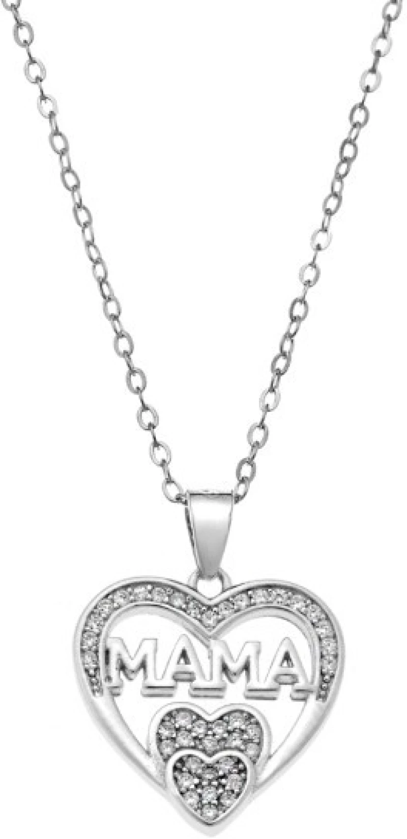 Κολιέ SENZA Rhodium Plated Ασήμι 925 Καρδιά Mama SSR4445SR