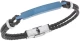Βραχιόλι Senza Men`s Steel, Βlack Leather Strap, με μπλε ταυτότητα SSD5822SBL