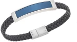 Βραχιόλι Senza Men`s Silver και Blue Stainless Steel With Black Leather SSD5755SBL