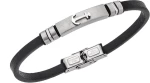 Βραχιόλι Senza Men`s Steel, Black Leather Strap With Anchor SSD5765SR