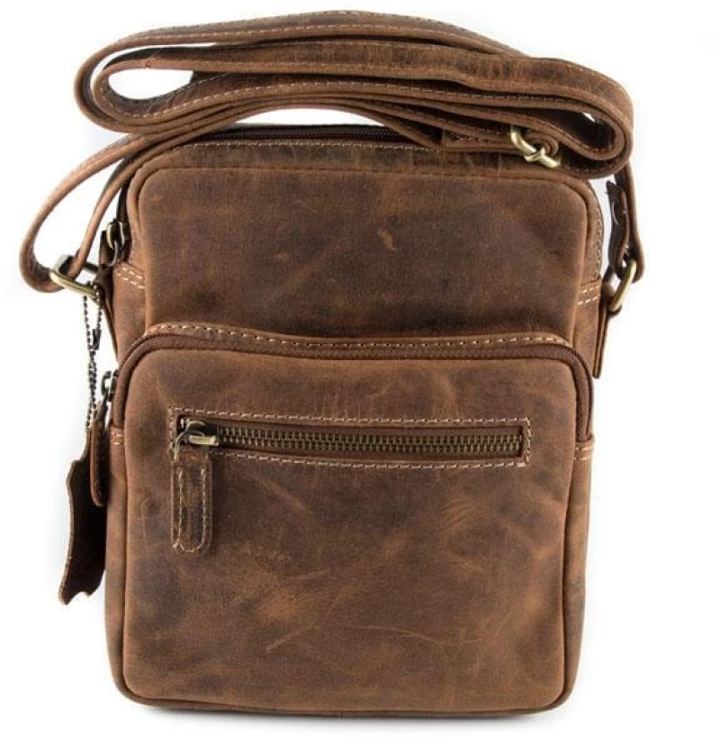 Τσάντα δερμάτινη Fetiche Leather ώμου - χιαστί Ταμπά