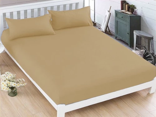 Κατωσέντονο με Λάστιχο Μπεζ Σκούρο Βαμβακερό Γαρύφαλλο - 160x200