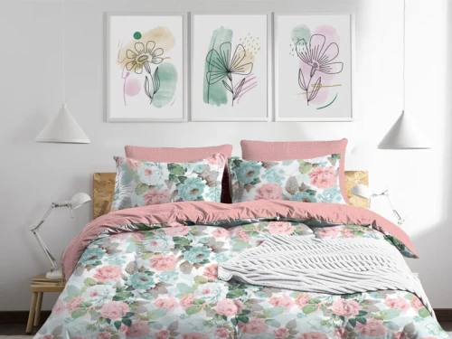 Σετ Σεντόνια Πολύχρωμα Τριανταφυλλάκια 100% Βαμβακερά Γαρύφαλλο - 220x260, 160x200+30