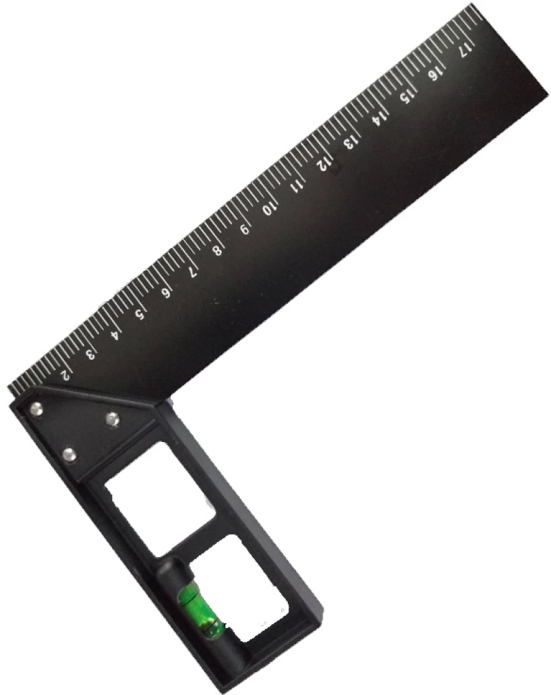 Γωνια μαραγκου 180mm με αλφαδι και βαση αλουμινιου Vtools VTM006