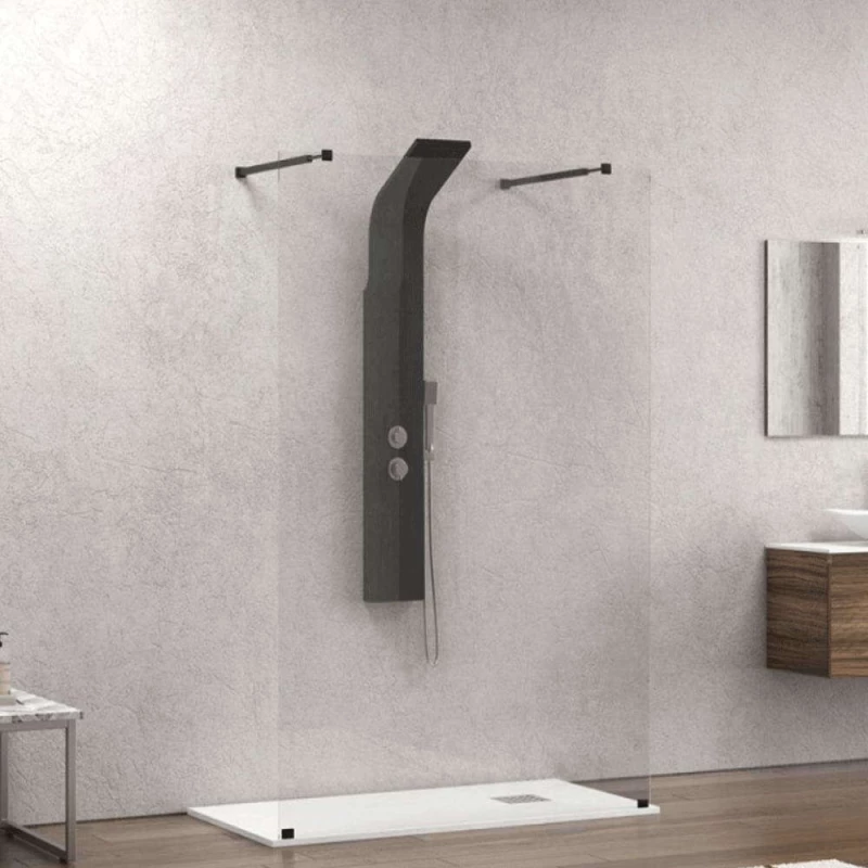 Πάνελ Ντουζιέρας Σταθερό Walkin 3 WAL3N148 Clear-Black Karag 148 x 200 Αλουμίνιο