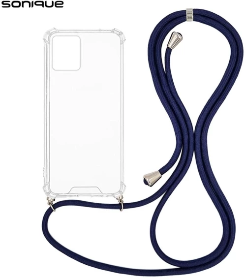 Θήκη Σιλικόνης με Κορδόνι Sonique Armor Clear Motorola Moto G54 5G / Moto G54 5G Power Μπλε Σκούρο