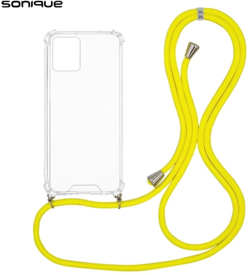 Θήκη Σιλικόνης με Κορδόνι Sonique Armor Clear Motorola Moto G54 5G / Moto G54 5G Power Κίτρινο