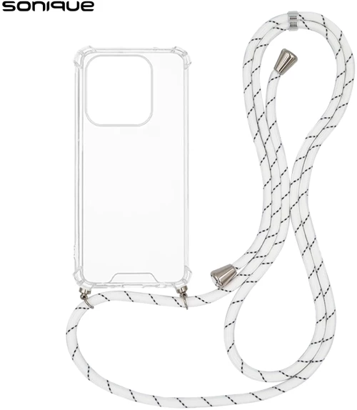 Θήκη Σιλικόνης με Κορδόνι Sonique Armor Clear Xiaomi Redmi Note 14 4G (164.84mm) Rainbow Λευκό