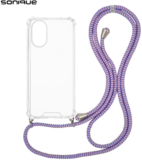 Θήκη Σιλικόνης με Κορδόνι Sonique Armor Clear Oppo A38 Rainbow Λιλά