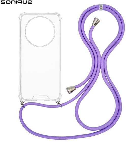 Θήκη Σιλικόνης με Κορδόνι Sonique Armor Clear Oppo Reno12 F 5G / Oppo Reno12 FS 5G Λιλά