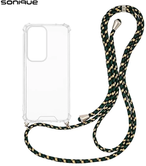 Θήκη Σιλικόνης με Κορδόνι Sonique Armor Clear Oppo Reno12 Pro 5G Rainbow Πράσινο