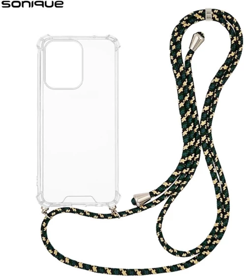 Θήκη Σιλικόνης με Κορδόνι Sonique Armor Clear Oppo Reno13 F 5G / Oppo Reno13 FS 5G Rainbow Πράσινο