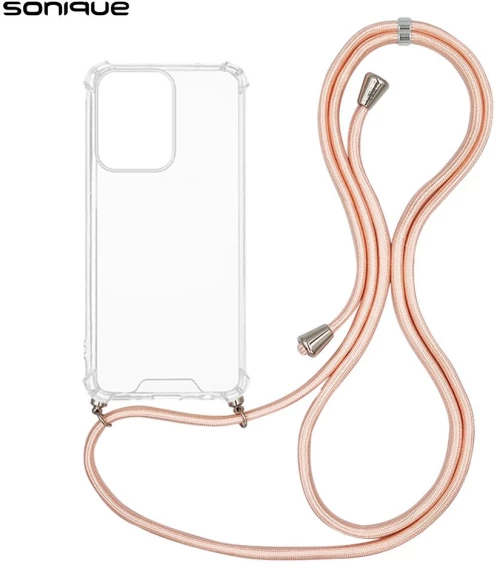 Θήκη Σιλικόνης με Κορδόνι Sonique Armor Clear Oppo Reno13 Pro 5G Ροζ Σατινέ