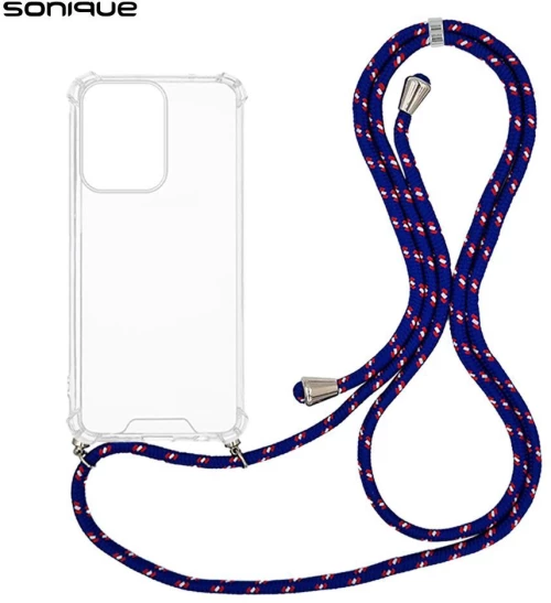 Θήκη Σιλικόνης με Κορδόνι Sonique Armor Clear Oppo Reno13 Pro 5G Rainbow Μπλε