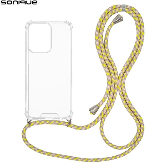 Θήκη Σιλικόνης με Κορδόνι Sonique Armor Clear Oppo Reno13 Pro 5G Rainbow Κίτρινο
