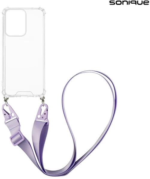 Θήκη Σιλικόνης με Strap Sonique Armor Clear Oppo Reno13 Pro 5G Λιλά