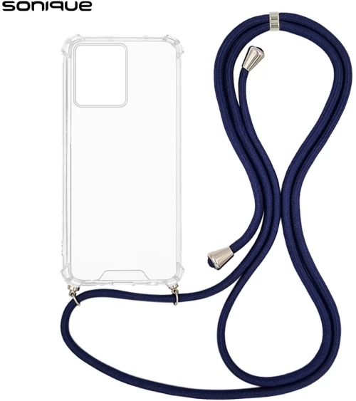Θήκη Σιλικόνης με Κορδόνι Sonique Armor Clear Motorola Edge 40 Neo 5G Μπλε Σκούρο