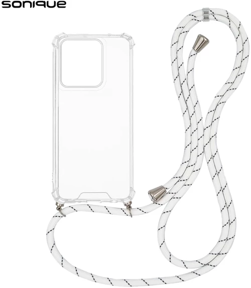 Θήκη Σιλικόνης με Κορδόνι Sonique Armor Clear Motorola Edge 50 Neo 5G Rainbow Λευκό