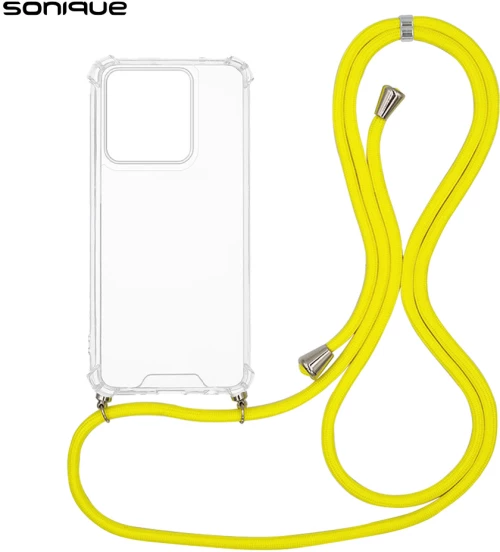 Θήκη Σιλικόνης με Κορδόνι Sonique Armor Clear Motorola Edge 60 Fusion 5G Κίτρινο