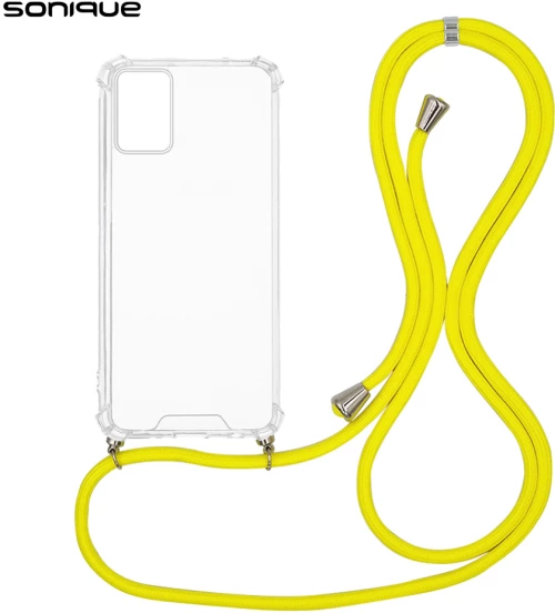 Θήκη Σιλικόνης με Κορδόνι Sonique Armor Clear Motorola Moto E22 4G Κίτρινο