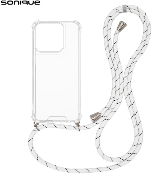 Θήκη Σιλικόνης με Κορδόνι Sonique Armor Clear Motorola Moto G56 5G Rainbow Λευκό