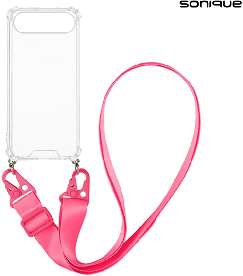 Θήκη Σιλικόνης με Strap Sonique Armor Clear Apple iPhone 17 Air Φουξ