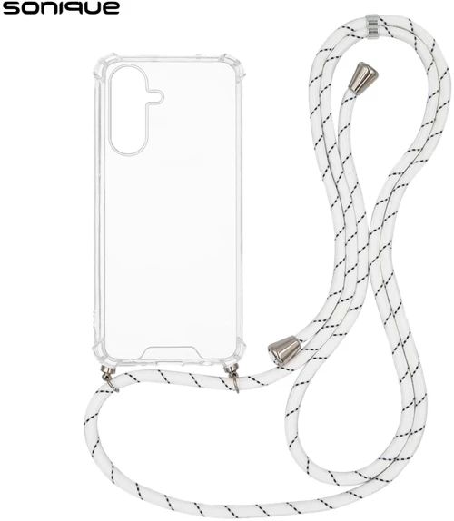 Θήκη Σιλικόνης με Κορδόνι Sonique Armor Clear Samsung Galaxy S25 FE Rainbow Λευκό