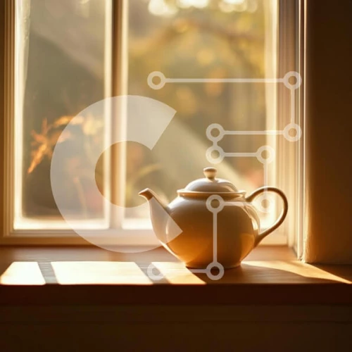 Intra Συλλεκτικό Ξύλινο Παζλ Plywood  4mm - Λευκή τσαγιέρα σε ένα περβάζι Σε Ξύλινο Κουτί - Διαστάσεις Puzzle: 10x10 cm – 25 κομμάτια