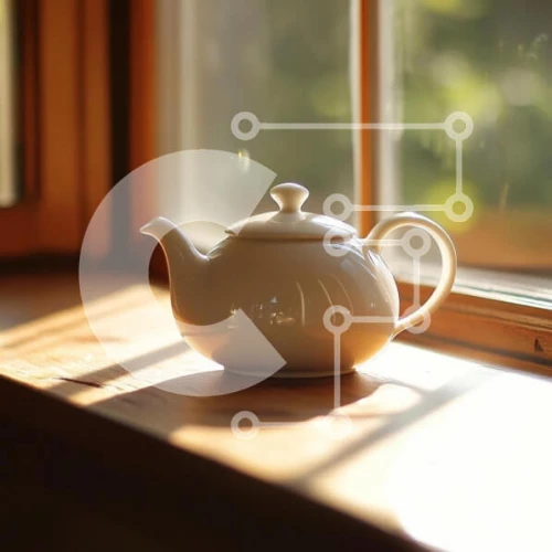 Intra Συλλεκτικό Ξύλινο Παζλ Plywood  4mm - Λευκή τσαγιέρα σε ξύλινο περβάζι Σε Ξύλινο Κουτί - Διαστάσεις Puzzle: 10x10 cm – 25 κομμάτια